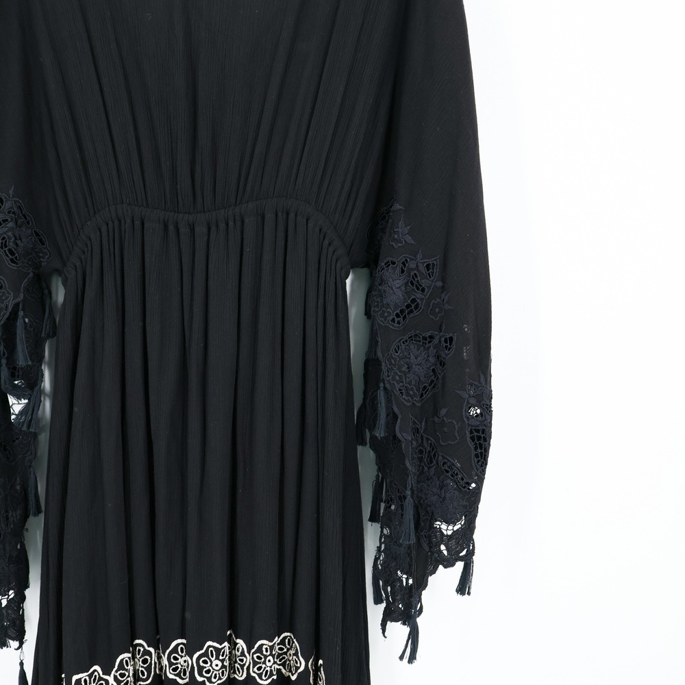 Free People Fillyboo Embroidered Dress Maxi Boho Festival Kimono XS 100% Rayon - Picture 12 of 16